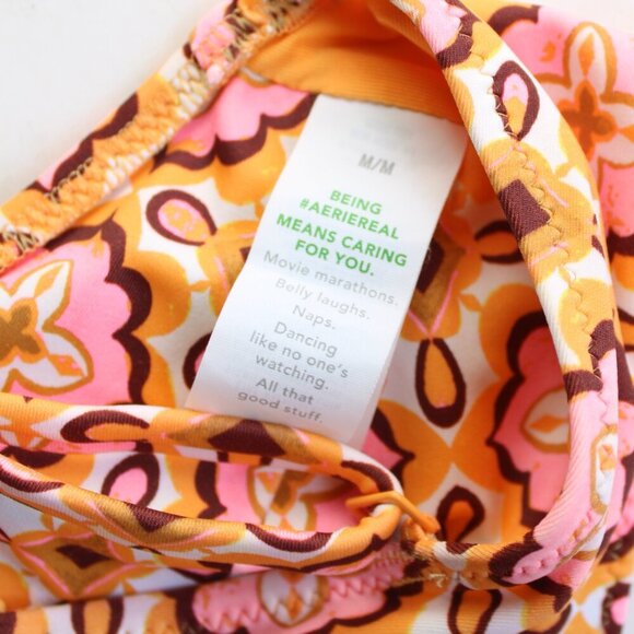 Aerie Twist Scoop Twist Medallion Print Bikini Swim Top Size Medium - Picture 5 of 7